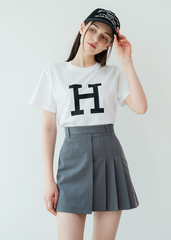HAINT H 로고 크롭 티셔츠_White