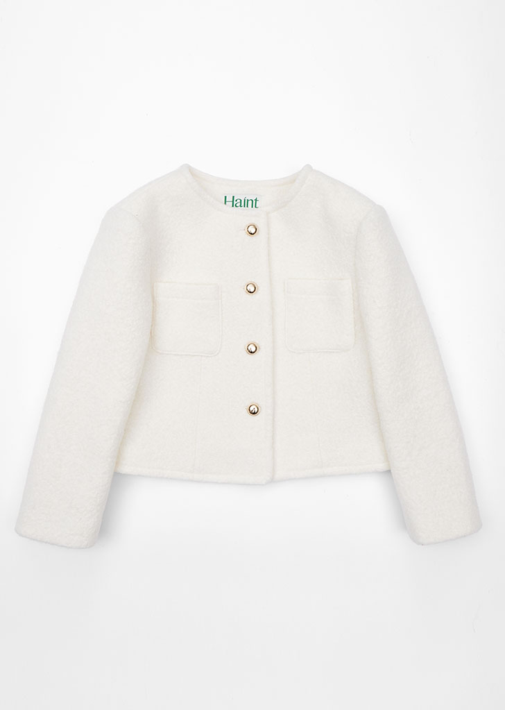 WOOL NO COLLAR GOLD BUTTON JACKET_2COLORS_IVORY