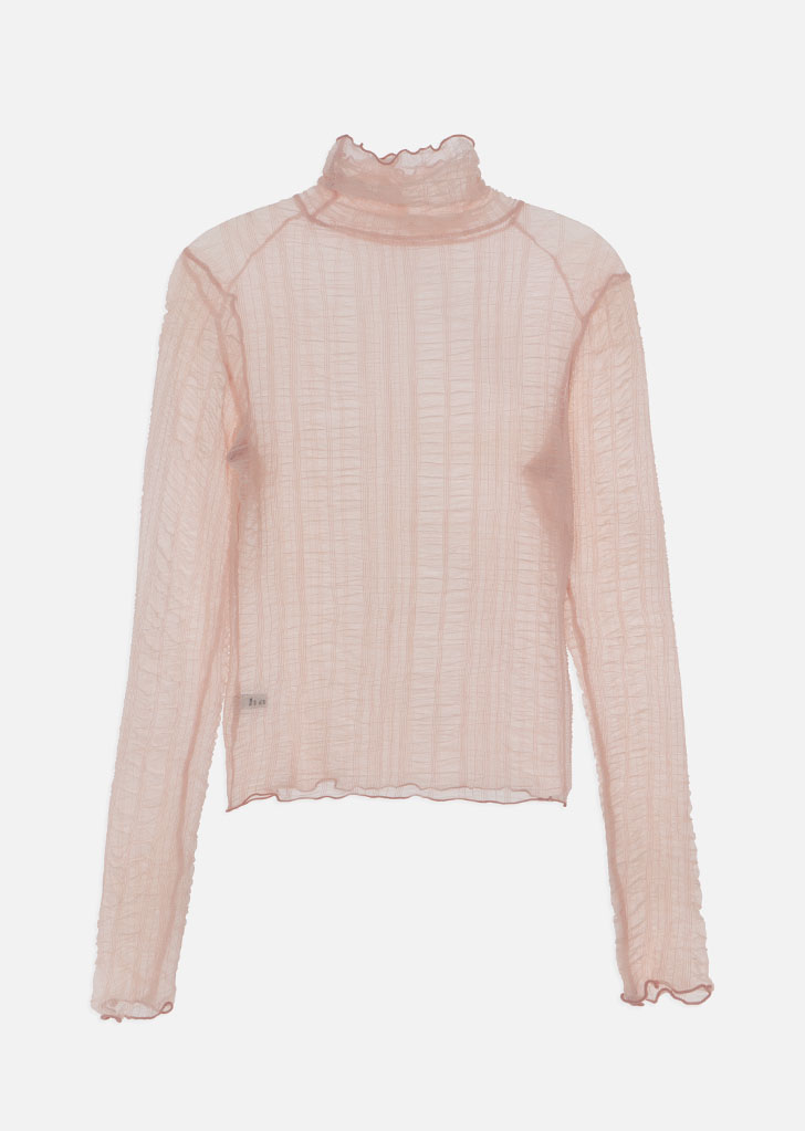 LACE SEE-THROUGH HIGH NECK TOP_3COLORS_PINK