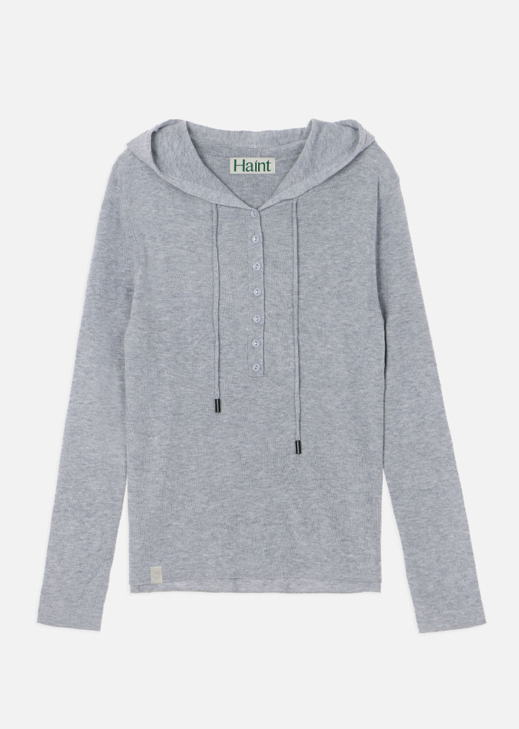 BLURRY BUTTON HOODIE KNIT_2COLORS_GRAY