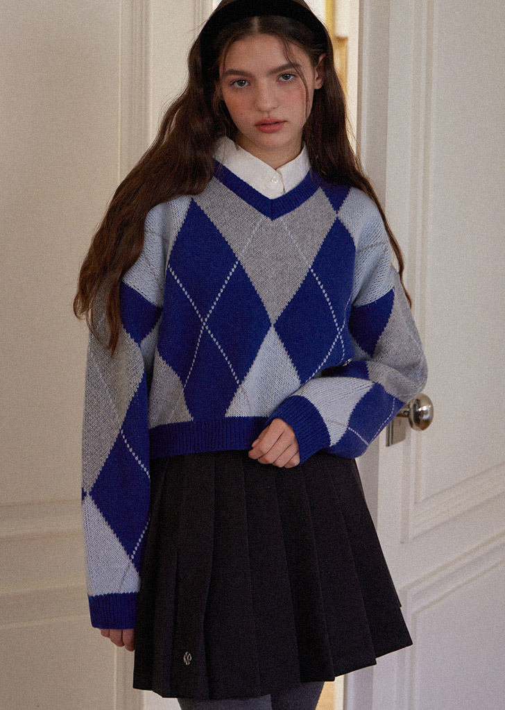 CLASSIC WOOL ARGYLE KNIT_2COLORS_NAVY