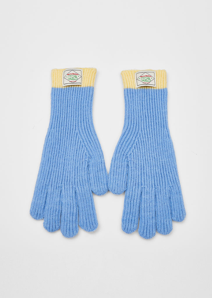 TWO TONE RIBBED LONG GLOVES_4COLORS_BLUE